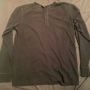 Black waffle knit Long Sleeve